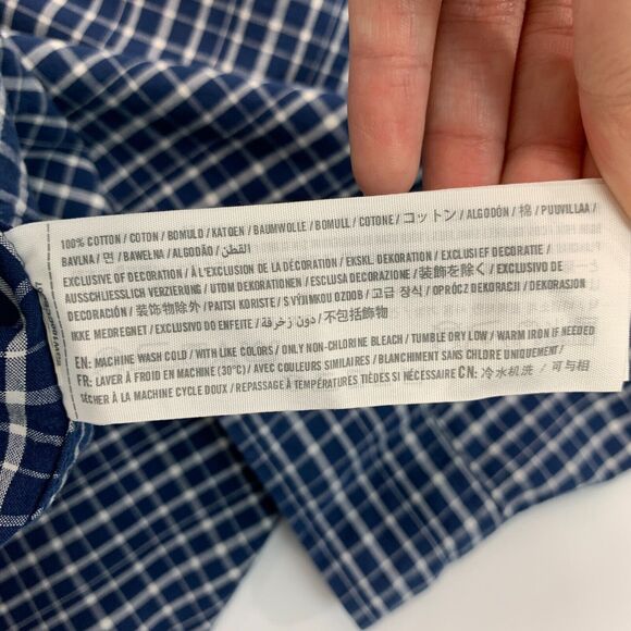 Hollister Shirt Men M Medium Blue Multi Checkered Cotton Long Sleeve Button Down - Picture 9 of 12